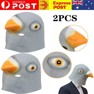 2Pcs Pigeon Head Mask Creepy Animal Halloween Costume Theater Prop Latex Toys AU • $24.69