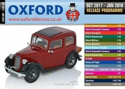 £1.05 • Buy Oxford Diecast Catalogue 2017 October 2017 -  January 2018 Ruby