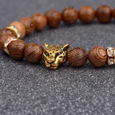 Natural Wooden Stone Bracelets With Leopard Handmade Bracelet For Men Women • $1.01