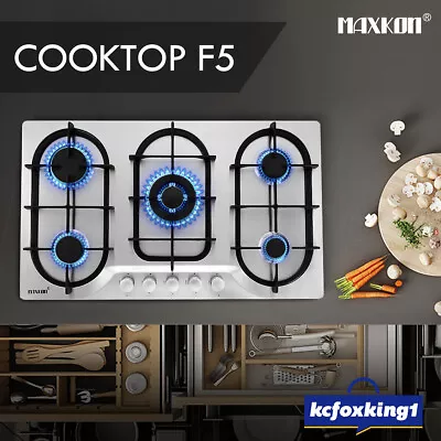 $239.49 • Buy Maxkon Gas Cooktop 5 Burner Hob Stainless Steel Kitchen Stove Cooker NG/LPG 90CM