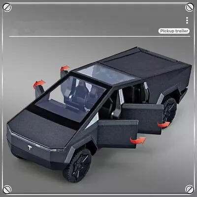 1:32 Tesla Cybertruck Trailer Light Toy Diecast Alloy Pull Back Car Model Gifts • $44.99