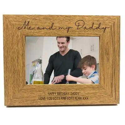 Personalised Me And My Daddy Photo Frame Gift Oak Wood Finish FW522 • £13.99