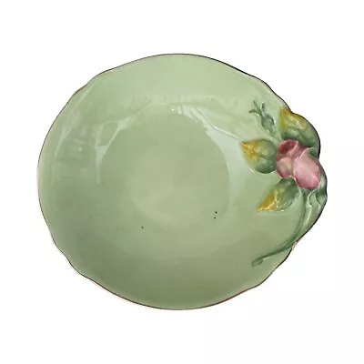 Vintage ROYAL WINTON Green Pink ROSEBUD Small Round Bowl Dish 5489 • $9.01