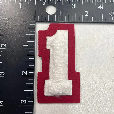 $5.94 • Buy Almost 3” Chenille White On Red Number 1 #1 Letter Jacket Patch Letterman 00XQ
