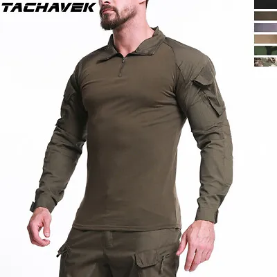 Airsoft Mens Tactical Shirt US Army Military T-Shirt Hunting Combat Camo Casual • $22.94