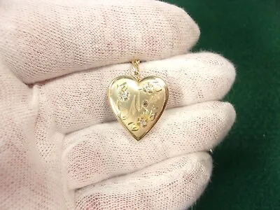 Near Mint Condition Gold Filled ( Mom ) Diamond Heart Locket & Gp Twist Necklace • $58.50