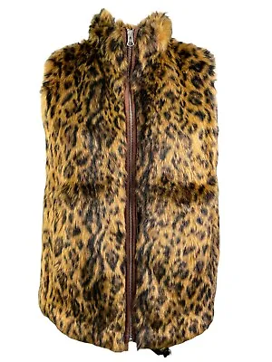 J. CREW Leaped Cheetah Print Faux Fur Zip Up Vest Style #G9519 Womens Size SMALL • $0.99