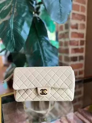 CHANEL Beige Lambskin Leather Vintage Flap Backpack • $4000