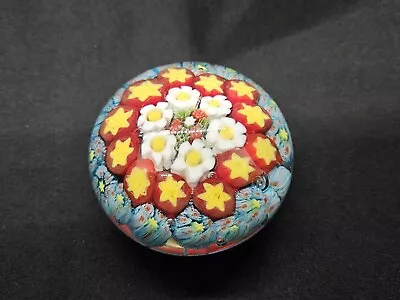 Vintage Murano Italy Millefiori Art Glass Paperweight Floral Design 1.5  Tall  • $24.99