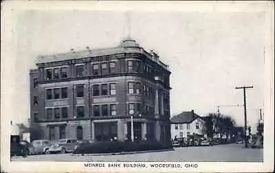 Woodsfield Ohio OH Monroe Bank Building Classic Cars Vintage Postcard • $7.05