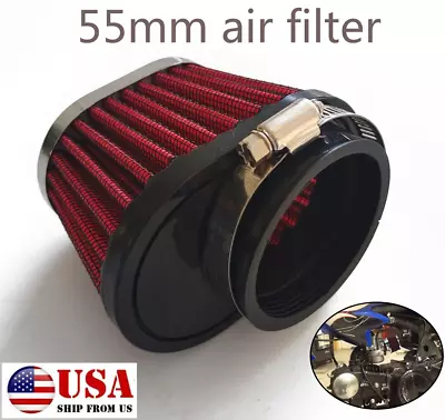 1*Red Motorcycle Oval Pod Engine Air Filter Cleaner 55mm/2.17  Washable Reusable • $16.36