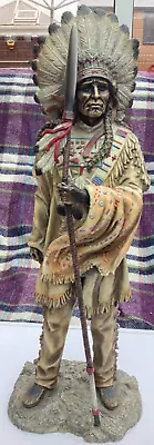 Large  Leonardo Sitting Bull Native American Indian Figurine 51cm Tall • £29.97