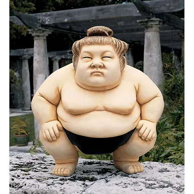 Japanese Sumo Wrestler Sculpture Asian Garden Statue Large 23  • $222.40