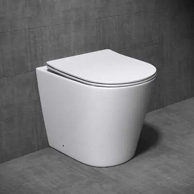 £139.95 • Buy Durovin Bathroom Toilet Pan Back To Wall Round White WC + Soft Close Seat 400mm