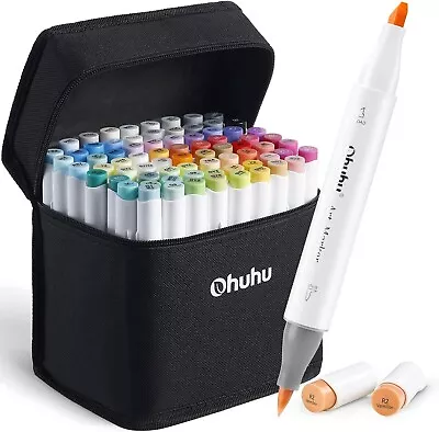 72 Colors Alcohol Brush Markers Ohuhu Double Tipped (Brush & Chisel) Sketch Mar • $129.99