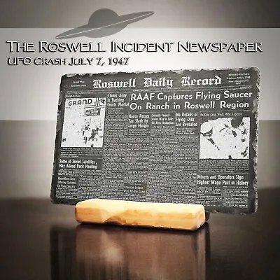 Roswell Incident UFO Crash New Mexico 1947 Aliens Newspaper On Black Slate • $67