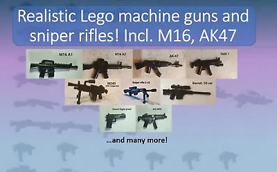£0.99 • Buy Lego Machine Guns & Sniper Rifles - M16, Uzi, AK47, M240, 50 Cal And Others!