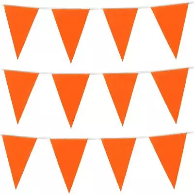 10M Orange Bunting 20 Flags Plastic Pennants Party Wedding Events Garland Decor  • £4.49