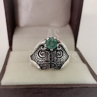 Unique 925 Sterling Silver Antique Snake Emerald Rings Christmas Gift Men's Ring • $144.72