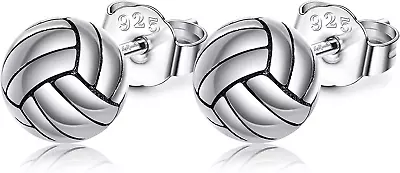 Volleyball Earrings 925 Sterling Silver Volleyball Studs Earrings Sports Jewelry • $67.45
