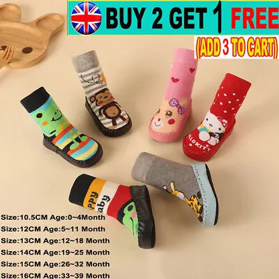 0-39 Months Baby Boys Girls Toddler Slipper Socks Kids Anti-slip Floor Socks • £4.07