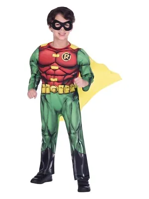 Child Robin Fancy Dress Superhero Batman Costume DC Comic Book Day Boys Kids • £13.99