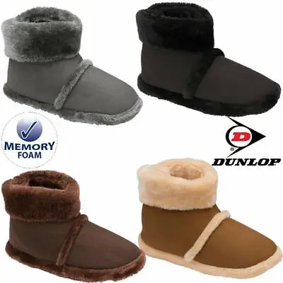 Mens Slippers New Ankle Fleece Warm Lined Nordic Winter Fur Boots Shoes Size • £16.95