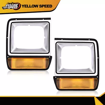 Pickup Headlight Headlamp Bezel Set W/ Corner Parking Light Fit For 86-90 Dodge • $30.05