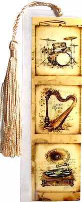 Vintage Look Orchestra Instruments Unique Exquisite Laminated Bookmark #1 • $1.98