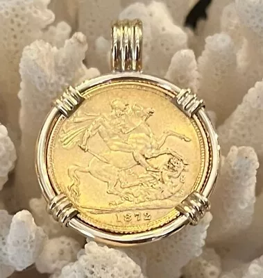 Douro Shipwreck Coin 22K Gold Sovereign 1872 Victoria/St.George Set 14K Pendant • $2699