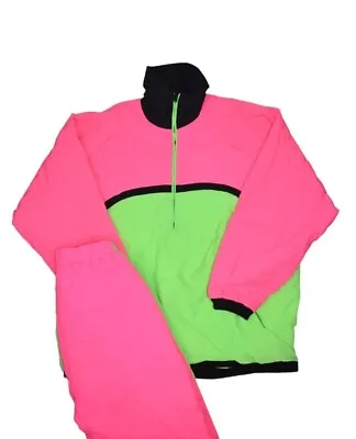 Vintage Kiska Ski Snow Suit Size L Neon Pink Insulated Jacket & Pants 90s Retro • $58.60