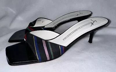 GIUSEPPE ZANOTTI VICINI Black Patent Leather Slip On Kitten Heels 38 • $79.99