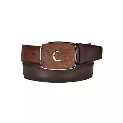 Cuadra Mens Brown Ostrich Leather Belt - 278 • $149