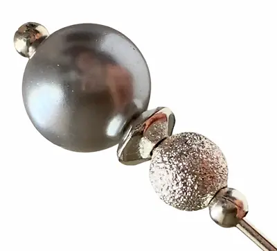 £4.99 • Buy 3  OR 5  Long Silver Hat Pin Glass Pearl  Antique Vintage Style & Pin Protector