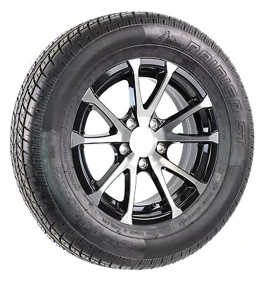 Aluminum 5 Lug Trailer Wheel On 145/R12 Radial Tire 12 Inch Black Rim ST145/R12 • $112.97
