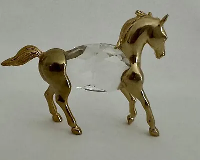 Manon Swarovski Crystal Prancing Horse Figurine Gold Plated 1984 Miniature • $13.99