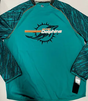 NEW Men's NFL Miami Dolphins Long Sleeve Therma Base Sweatshirt Majestic Large • $21.99