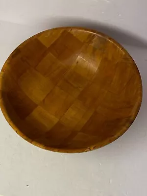 Vintage MCM Sliced Bamboo Serving Bowl Salad 10” • $13.17