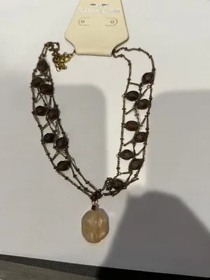 Vintage Swarovski Crystal Hand Made Designer Necklace Amber Color Beads  StorNOS • $25