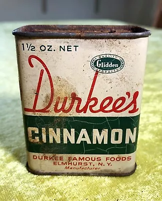 Vintage Durkee's CINNAMON Opened Partial 2 Oz Net Litho Tin 1950's • $5