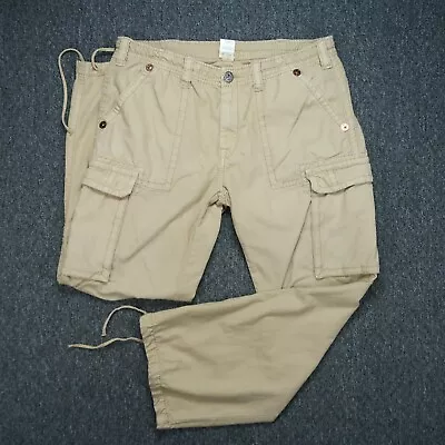 True Religion Pants Mens 38x32 Brown Tan Cargo Military Paratrooper Flaps • $79.80