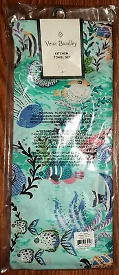 Vera Bradley Antilles Treasure 100% Cotton Kitchen Dish Towel 2 Pk Fish Sea Life • $17.99