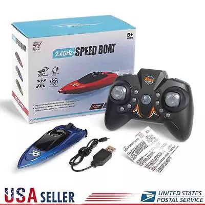 Mini USB RC Boats 2.4G High Speed Racing Boat 4CH Remote Control W/ LED Ship Toy • $18.50