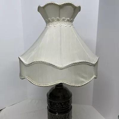 Vintage Victorian Style Fabric Bell Lamp Shade Double Scalloped 14” X 16” Silk • $40
