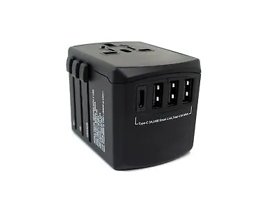 Universal International World Wide Multi Travel Plug Charger 4 USB Port - Black • $9.98