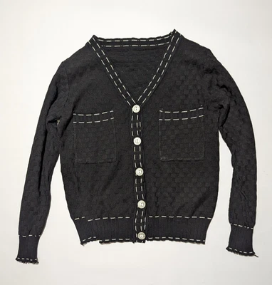 $4.98 • Buy No Brand Black Knitted Cardigan Womens Size S