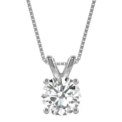 1.9 CT DEW Round Moissanite Solitaire Necklace In 14K White Gold • $540