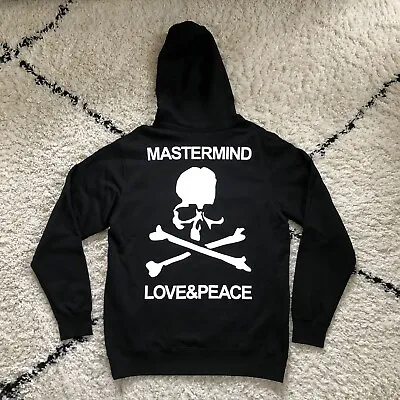 MASTERMIND Japan Forever Young Skull Hoody | Love & Peace Hoodie | Black | Sz. L • £499.99
