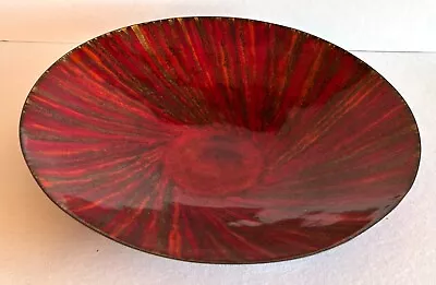 11  Vintage Enamel Over Copper Mid Century Modern Red ANKH Symbol Dish • $34.95