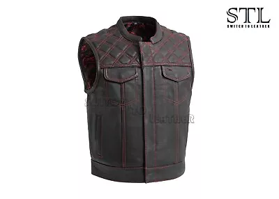 Upside Men's Motorcycle Leather Vest Men's Motorbike Fashion Leather Vest • $135